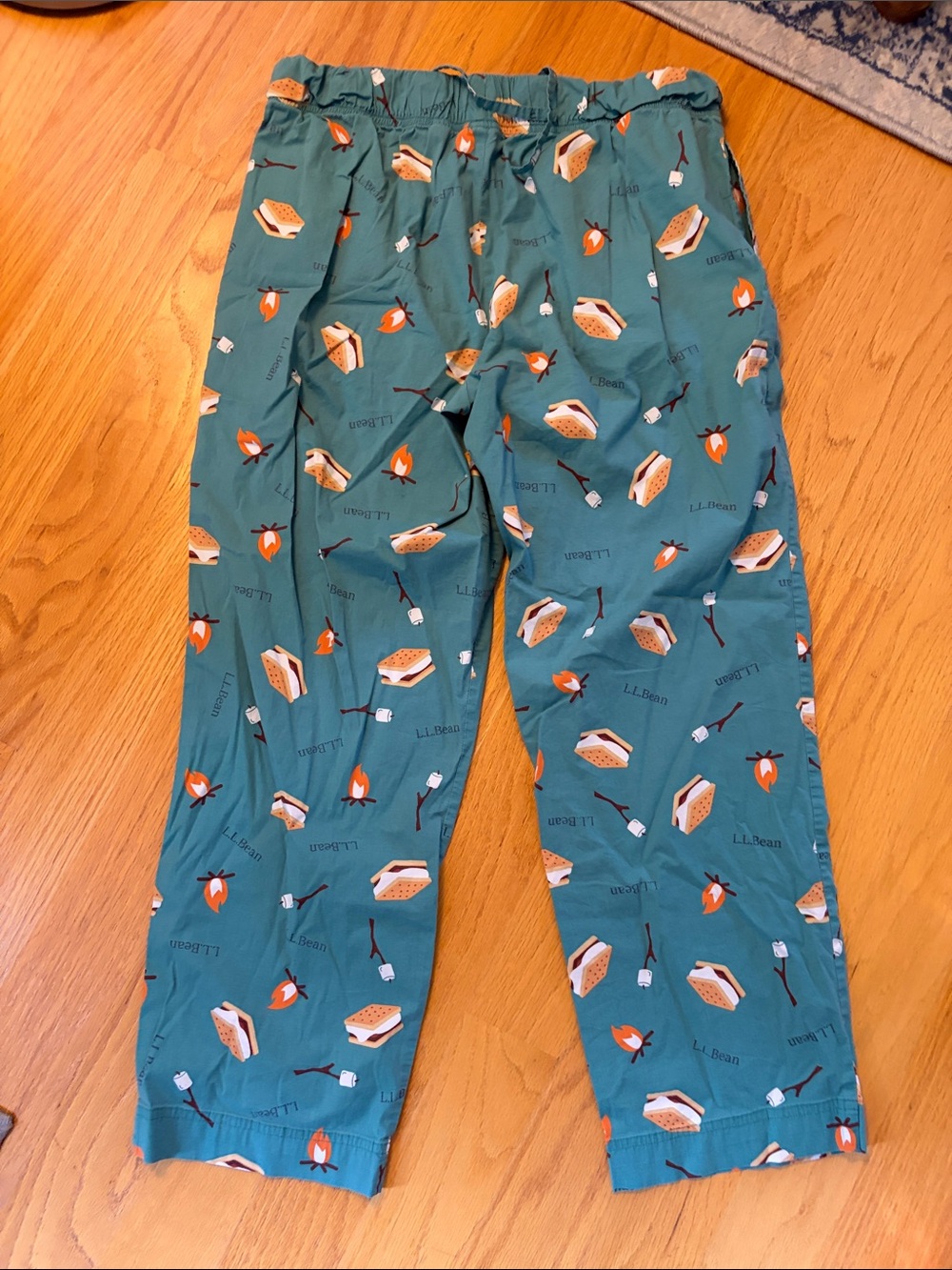 L.L. Bean cotton pajama pants size medium petite s’mores teal loungewear - Picture 5 of 9